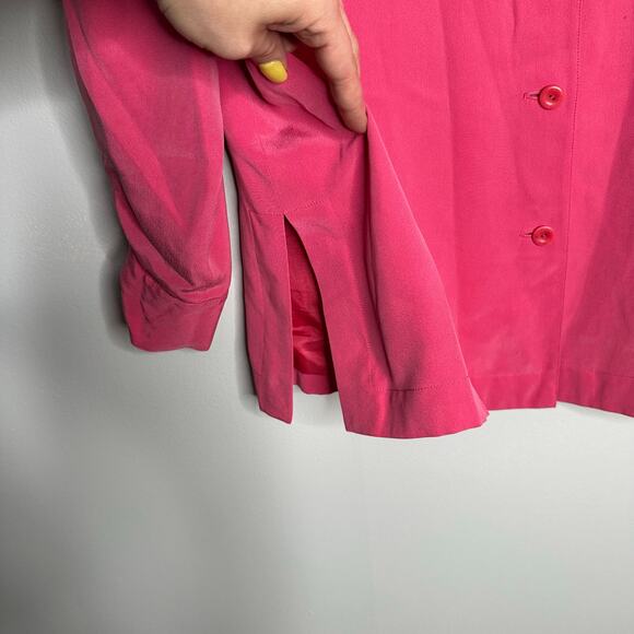 Jacobson's Women's Vintage Bright Pink 100% Silk Button Front Shirt Size L - Picture 8 of 9